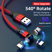 Cavo di ricarica per sincronizzazione dati magnetico rotante da 2 m 3 A con uscita da USB a USB-C / Type-C da 540 gradi, 2m Type-C