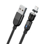Cavo di ricarica per sincronizzazione dati magnetica rotante da 2 m 3 A con uscita USB a Micro USB da 540 gradi, 2m Micro USB