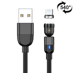 Cavo di ricarica per sincronizzazione dati magnetica rotante da 2 m 3 A con uscita USB a Micro USB da 540 gradi, 2m Micro USB