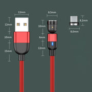 Cavo di ricarica per sincronizzazione dati magnetica rotante da 2 m 3 A con uscita USB a Micro USB da 540 gradi, 2m Micro USB
