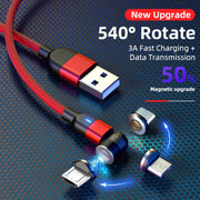 Cavo di ricarica per sincronizzazione dati magnetica rotante da 2 m 3 A con uscita USB a Micro USB da 540 gradi, 2m Micro USB
