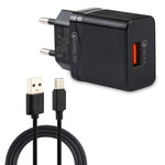 Caricatore da viaggio USB QC 3.0 18W con cavi USB-C 1m