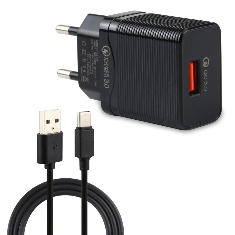 Caricatore da viaggio USB QC 3.0 18W con cavi USB-C 1m