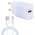 Caricatore da viaggio USB QC 3.0 18W con cavi USB-C 1m
