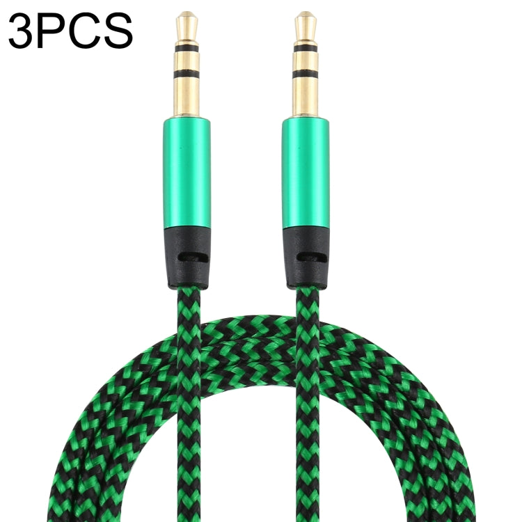 Cavo audio intrecciato in nylon maschio-maschio da 3,5 mm K10 da 3 pezzi, lunghezza: 1 m