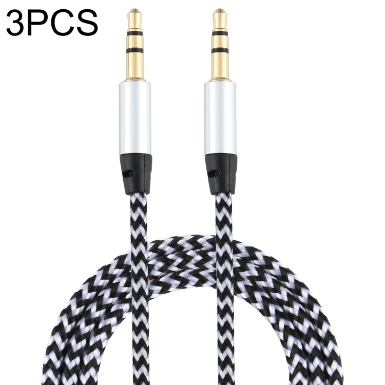 Cavo audio intrecciato in nylon maschio-maschio da 3,5 mm K10 da 3 pezzi, lunghezza: 1 m