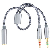 YH192 Cavo audio intrecciato 2 in 1 da 3,5 mm femmina a microfono + audio maschio, lunghezza: 22 cm, YH192