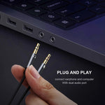 YH192 Cavo audio intrecciato 2 in 1 da 3,5 mm femmina a microfono + audio maschio, lunghezza: 22 cm, YH192