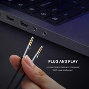 YH192 Cavo audio intrecciato 2 in 1 da 3,5 mm femmina a microfono + audio maschio, lunghezza: 22 cm, YH192