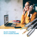 YH192 Cavo audio intrecciato 2 in 1 da 3,5 mm femmina a microfono + audio maschio, lunghezza: 22 cm, YH192