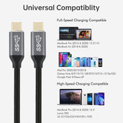Cavo di ricarica dati per trasmissione dati da USB-C/Type-C maschio a USB-C/Type-C maschio, lunghezza cavo: 1 m, 1m