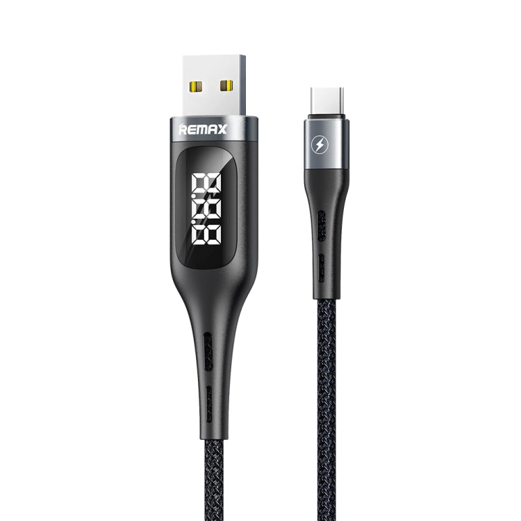 REMAX RC-096a Leader 1.2m 2.1 USB a USB-C / Type-C Display digitale intelligente Treccia in lega di alluminio Cavo dati di ricarica rapida, SAS6166A, SAS6166B