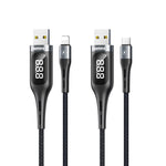 REMAX RC-096a Leader 1.2m 2.1 USB a USB-C / Type-C Display digitale intelligente Treccia in lega di alluminio Cavo dati di ricarica rapida, SAS6166A, SAS6166B