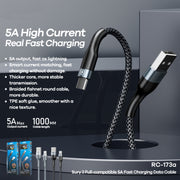 REMAX RC-173a 5A USB a USB-C / Type-C Sury 2 Cavo dati di ricarica rapida completamente compatibile, Lunghezza cavo: 1 m, RC-173a