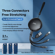 Cavo 3 in 1 REMAX RC-185th USB a 8 pin e USB-C