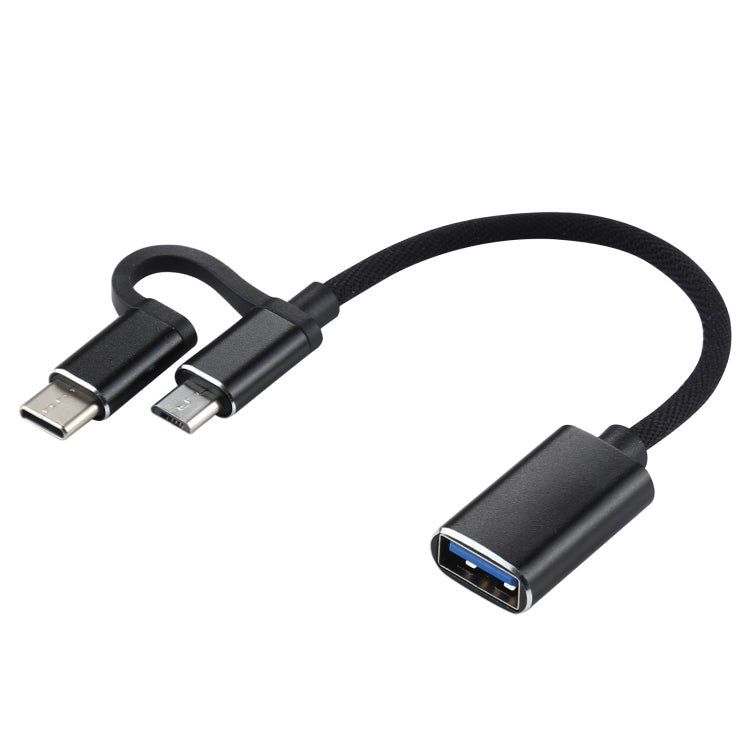 Adattatore USB 3.0 femmina a Micro USB + USB-C maschio 11 cm
