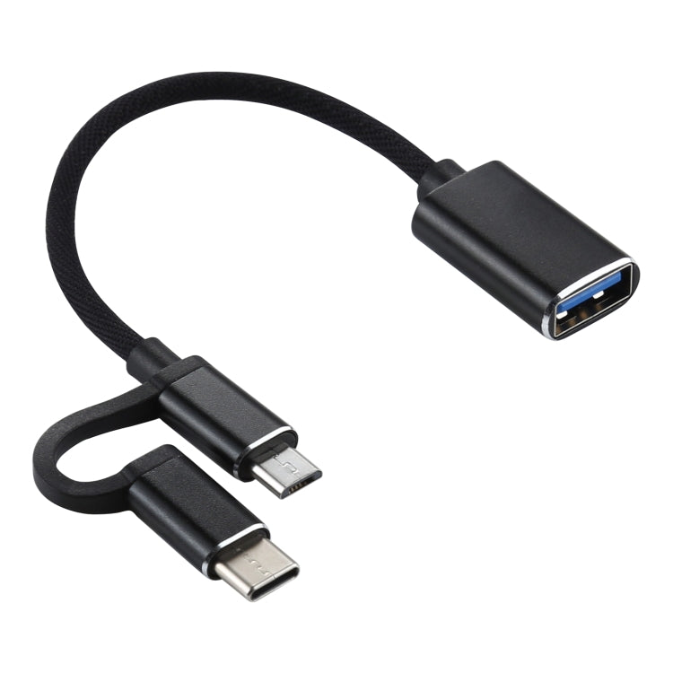 Adattatore USB 3.0 femmina a Micro USB + USB-C maschio 11 cm