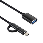 Adattatore USB 3.0 femmina a Micro USB + USB-C maschio 11 cm