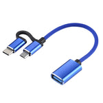 Adattatore USB 3.0 femmina a Micro USB + USB-C maschio 11 cm