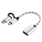 Adattatore USB 3.0 femmina a Micro USB + USB-C maschio 11 cm