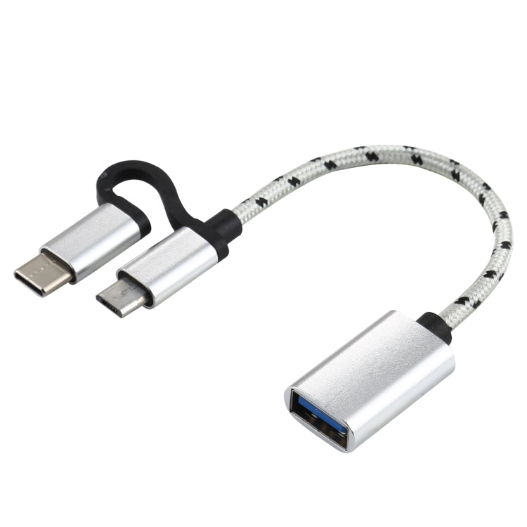 Adattatore USB 3.0 femmina a Micro USB + USB-C maschio 11 cm
