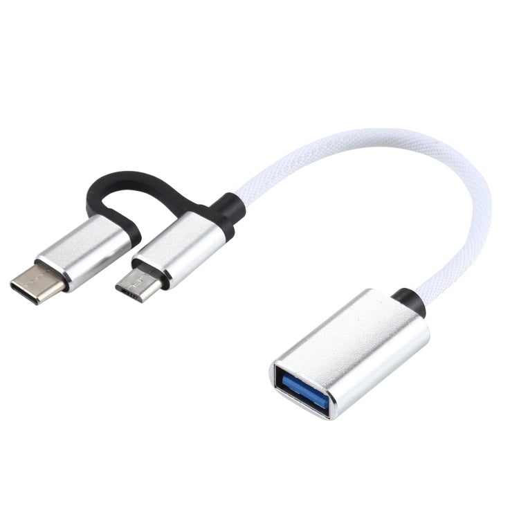 Adattatore USB 3.0 femmina a Micro USB + USB-C maschio 11 cm