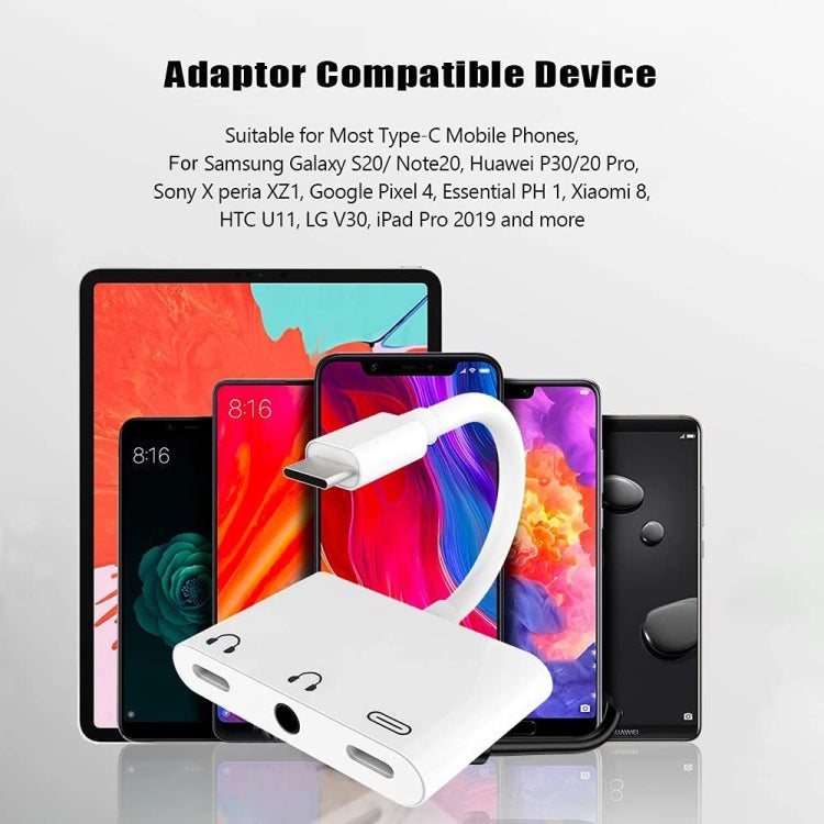 Adattatore audio di ricarica digitale da USB-C + 3,5 mm + 3,5 mm a USB-C 3 in 1