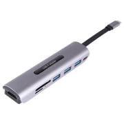 V157A 7 in 1 da USB-C/Tipo-C a PD + USB 3.0 x 3 + SD + TF + porte HDMI Docking station HUB e lettore di schede