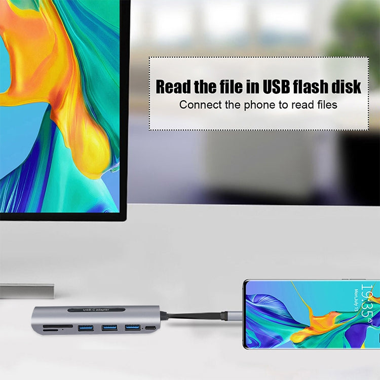 Docking station hub USB-C 7 in 1 con HDMI e lettore schede