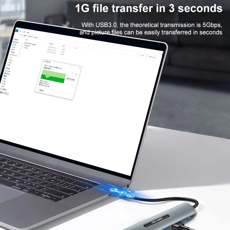 Docking station hub USB-C 7 in 1 con HDMI e lettore schede