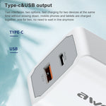 awei PD4 20W PD Type-C + QC 3.0 Interfaccia USB Caricabatterie da viaggio a ricarica rapida con cavo dati, presa EU