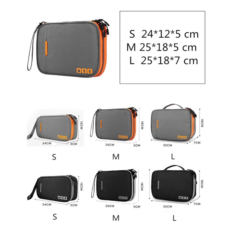 Custodia multifunzionale per cavo dati per caricabatterie per cuffie Alimentatore portatile, dimensioni: L, 25 x 18 x 7 cm, 25 x 18 x 7cm (Black), 25 x 18 x 7cm (Grey)