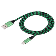 Cavo di ricarica per sincronizzazione dati in stile tessuto in nylon da USB a USB-C / Type-C da 1 m