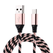 Cavo di ricarica per sincronizzazione dati in stile tessuto in nylon da USB a USB-C / Type-C da 1 m