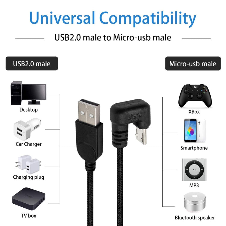 Cavo dati di ricarica con treccia in nylon da micro USB maschio a USB maschio a forma di U, Micro USB to USB