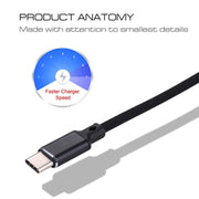 Cavo di ricarica per sincronizzazione dati in nylon con uscita da USB a USB-C / Type-C da 1 m 2A, 2A Black, 2A Pink, 2A Grey, 2A Blue, 2A Red, 2A White
