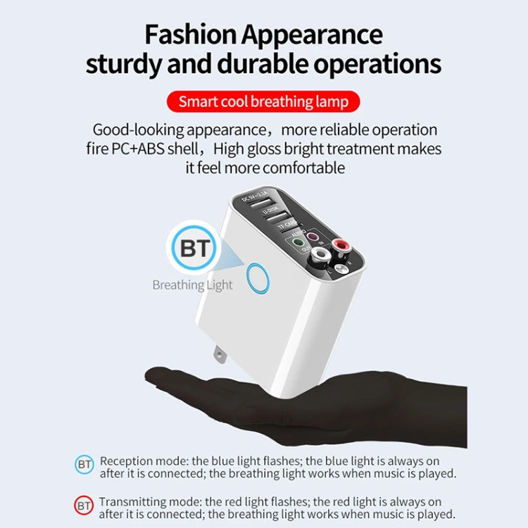 K16 2 in 1 3,5 mm AUX + RAC Ricevitore trasmettitore audio Bluetooth 5.0 plug-in a doppia uscita con telecomando, spina americana, US Plug