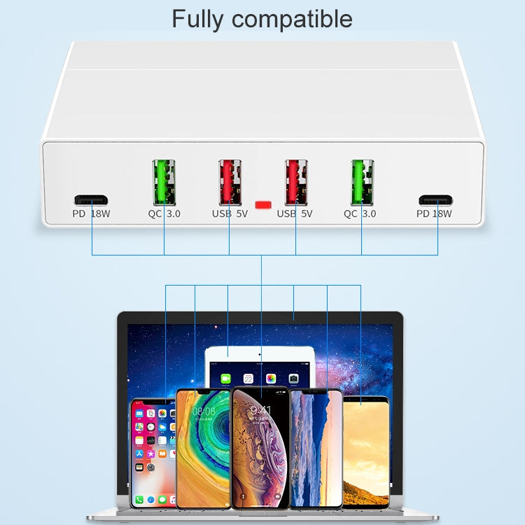 X5 Stazione di ricarica rapida USB 6 in 1 per smartphone e tablet