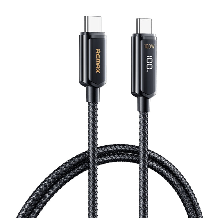 REMAX RC-128a Cavo dati di ricarica intrecciato in lega di zinco con display digitale intelligente da 100 W da tipo C / da USB-C a tipo C / USB-C, lunghezza: 1,2 m