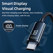 REMAX RC-128a Cavo dati di ricarica intrecciato in lega di zinco con display digitale intelligente da 100 W da tipo C / da USB-C a tipo C / USB-C, lunghezza: 1,2 m