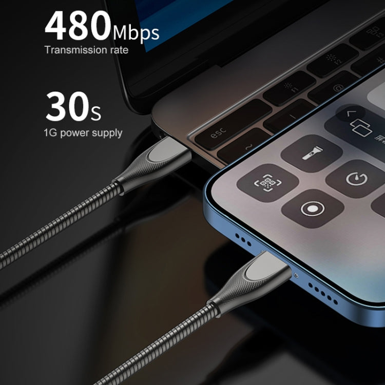 ADC-009 Cavo dati di ricarica rapida per tubo flessibile in lega di zinco da USB a USB-C / Type-C, lunghezza cavo: 1 m, USB to USB-C / Type-C