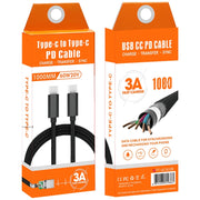 Cavo dati intrecciato da USB-C/Type-C maschio a USB-C/Type-C maschio da 60 W, lunghezza cavo: 1 m