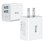 Caricatore da viaggio con doppia porta USB IVON AD36 12W 2.4A, presa americana, AD36