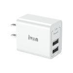 Caricatore da viaggio doppia porta USB IVON AD36 12W 2.4A