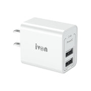 Caricatore da viaggio con doppia porta USB IVON AD36 12W 2.4A, presa americana, AD36