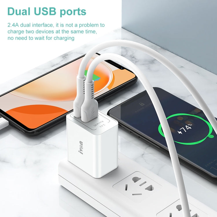 Caricatore da viaggio doppia porta USB IVON AD36 12W 2.4A