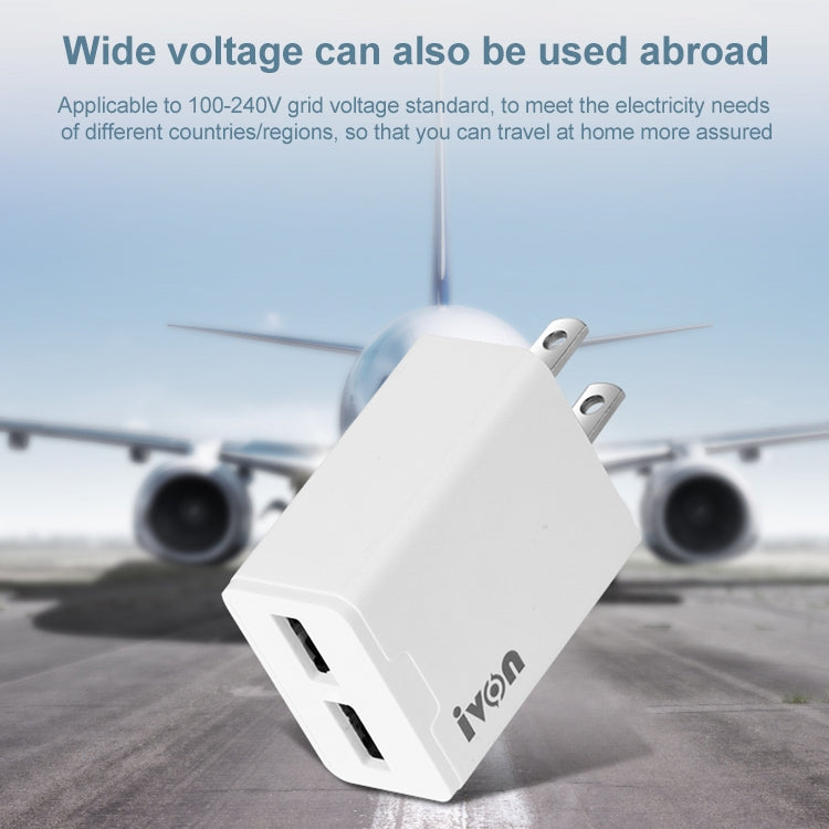 Caricatore da viaggio doppia porta USB IVON 5V 2.1A spina USA