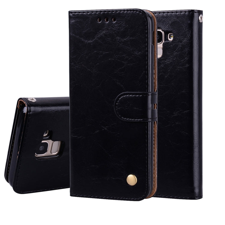 Custodia in pelle a vibrazione orizzontale con texture a cera d'olio stile business per Galaxy J6 (versione UE) (2018), con supporto, slot per carte e portafoglio, For Galaxy J6 (EU Version) (2018)