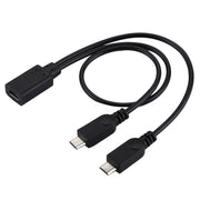 Cavo adattatore USB-C/tipo C femmina a 2 x micro USB maschio a Y, lunghezza totale: circa 30 cm