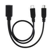 Cavo adattatore USB-C/tipo C femmina a 2 x micro USB maschio a Y, lunghezza totale: circa 30 cm